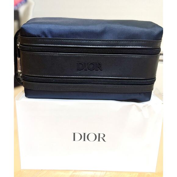 NIB Dior Navy & Black Toiletry Bag Dropp Kit Pouch Travel Case, Dual Zipper - Picture 5 of 5